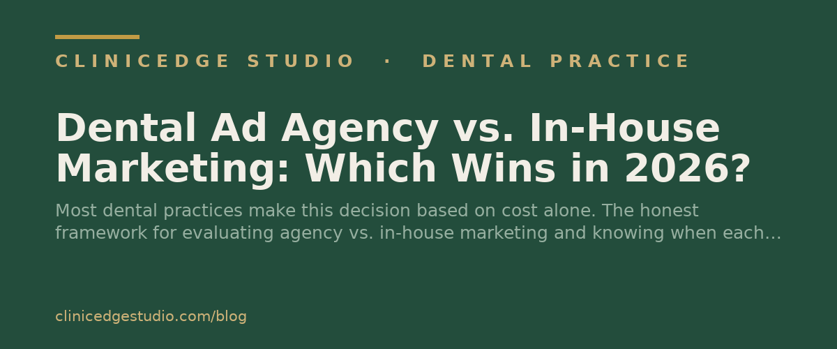 Dental Ad Agency vs. In-House Marketing: Which Wins in 2026?