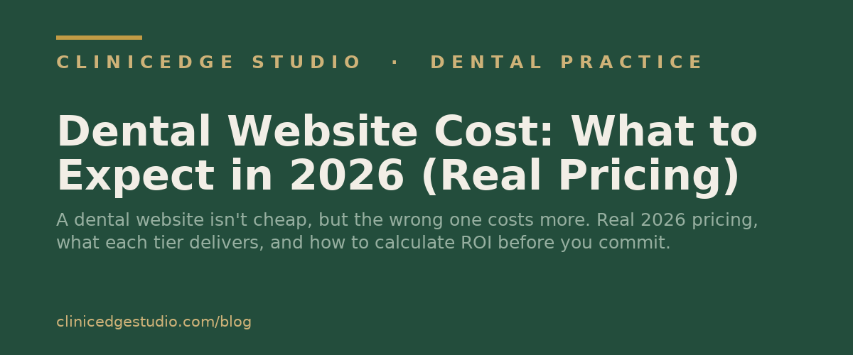 Dental Website Cost: What to Expect in 2026 (Real Pricing)