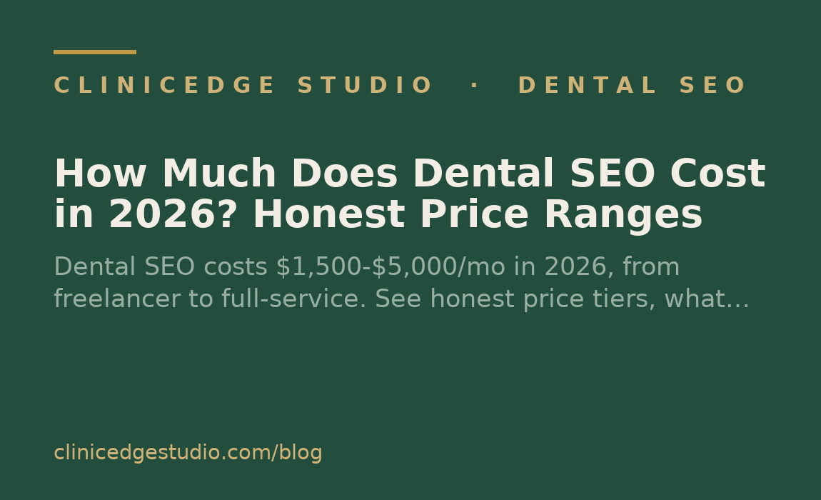 How Much Does Dental SEO Cost in 2026? Honest Price Ranges