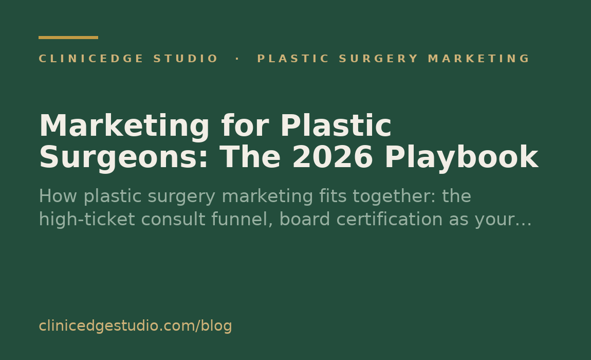 Marketing for Plastic Surgeons: The 2026 Playbook