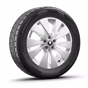 Ein freigestellter Reifen mit 19 Zoll Leichtmetallfelge “Proteus”.