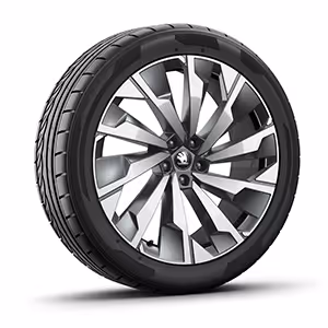 Freigestellter Reifen mit 21 Zoll Leichtmetallfelge “Supernova Anthrazit”.