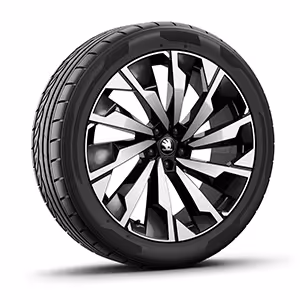 Freigestellter Reifen mit 21 Zoll Leichtmetallfelge “Supernova Schwarz”.