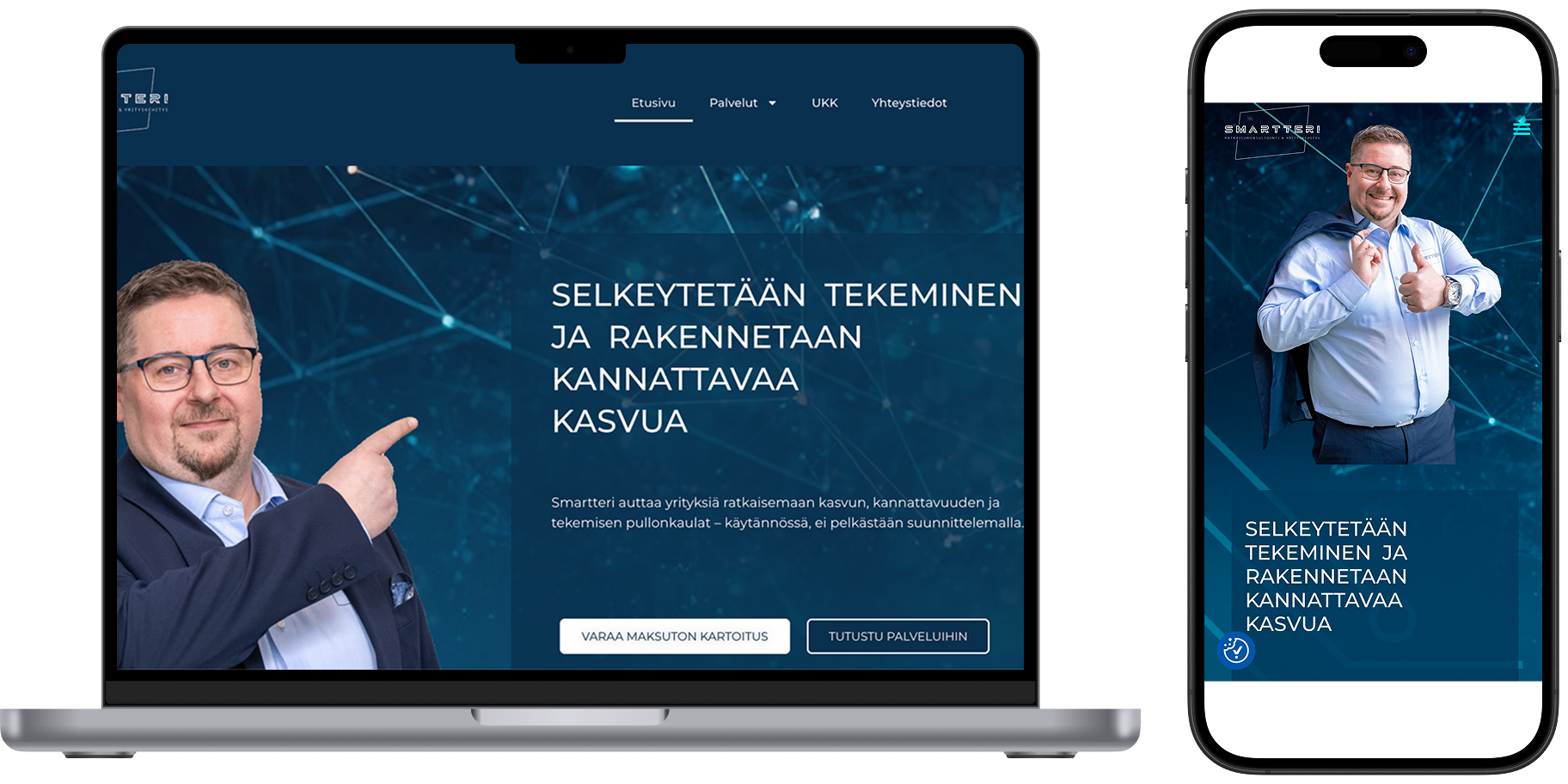 Myyntiä tukevien WordPress verkkosivujen suunnittelu ja toteutus asiantuntijayritykselle Smartteri. 