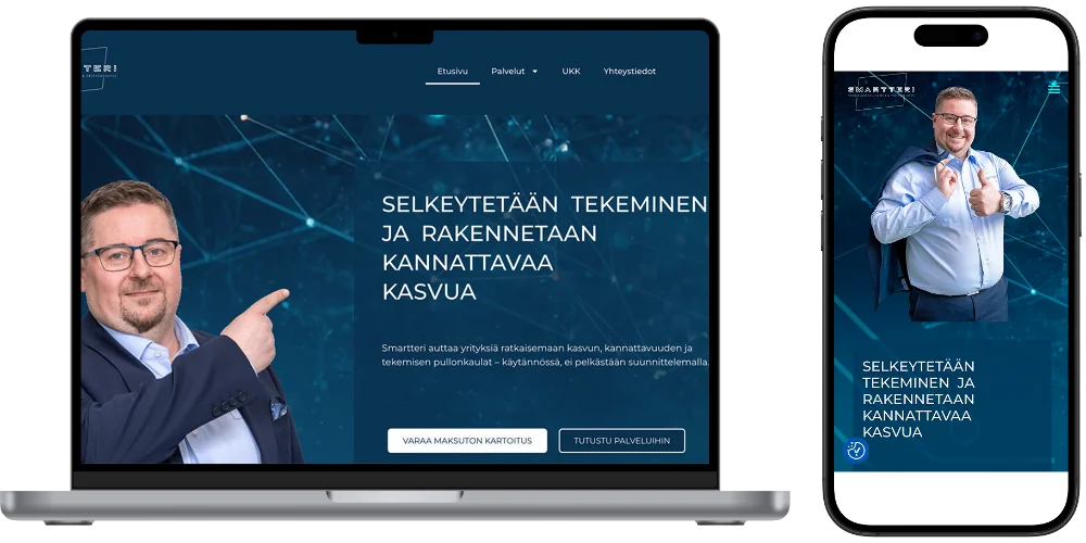 Myyntiä tukevien WordPress verkkosivujen suunnittelu ja toteutus asiantuntijayritykselle Smartteri. 