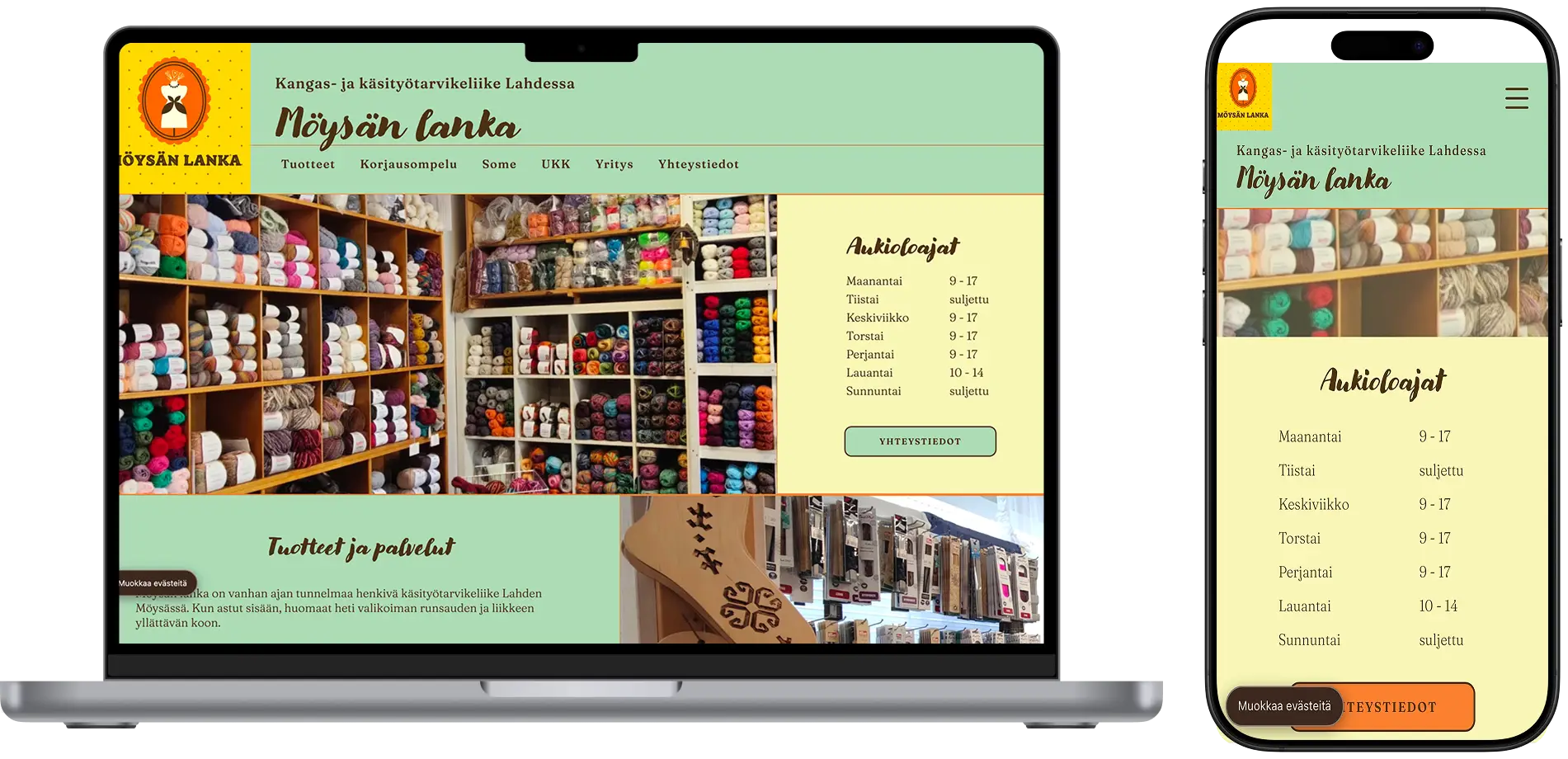 Webflow verkkosivt Lahtelaiselle käsityötarvikeliikkeelle. Tarkoituksena luoda käyntikorttisivut, joiden avulla ihmiset löytävät Kivijalkamyymälään Lahteen. Yrittäjä Katja Järvinen, Möysän Lanka.