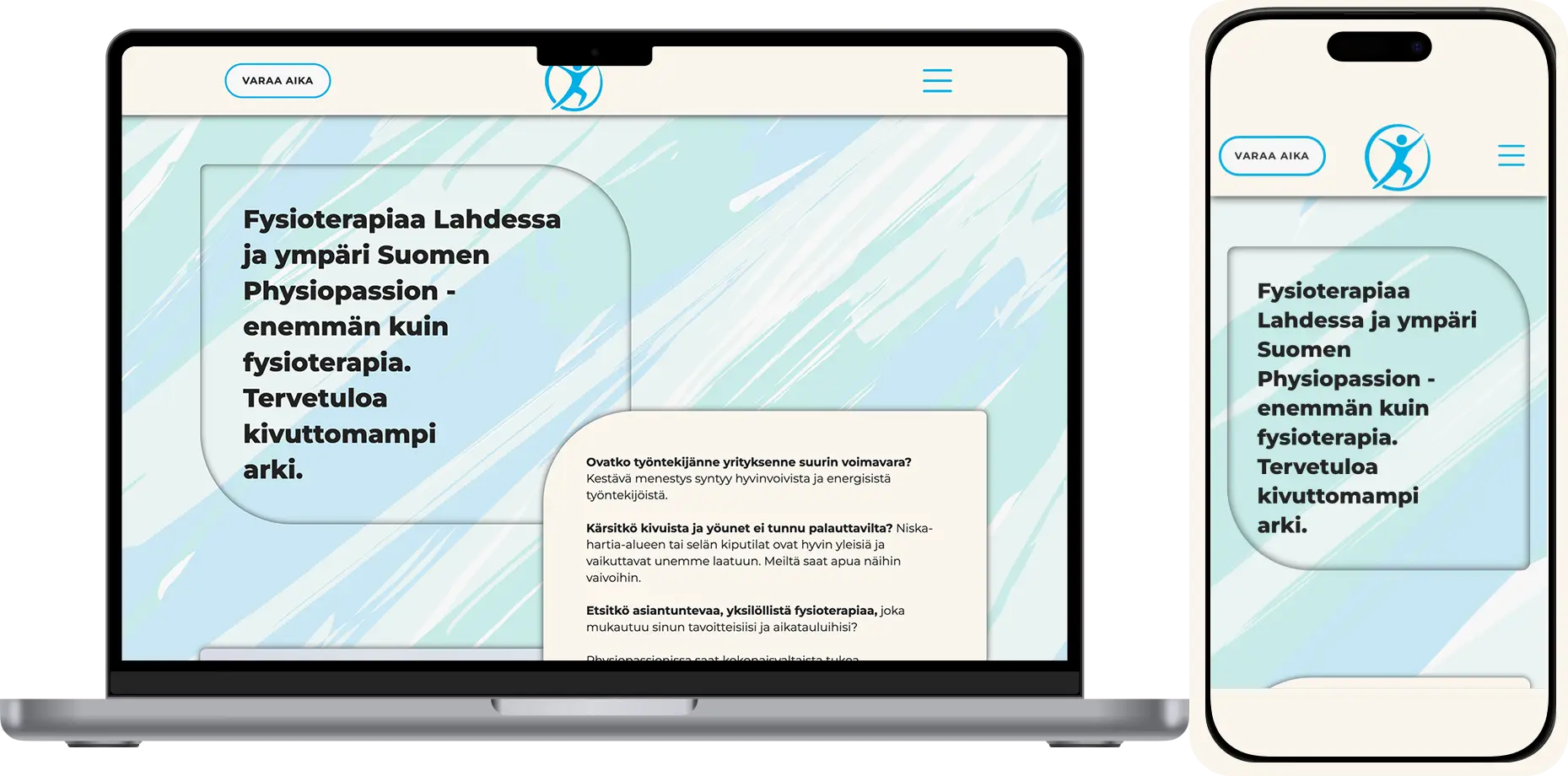Webflow verkkosivut Lahtelaiselle fysioterapeutille ja Jumppa Jormalle. Yrittäjä Miika Toivonen. 