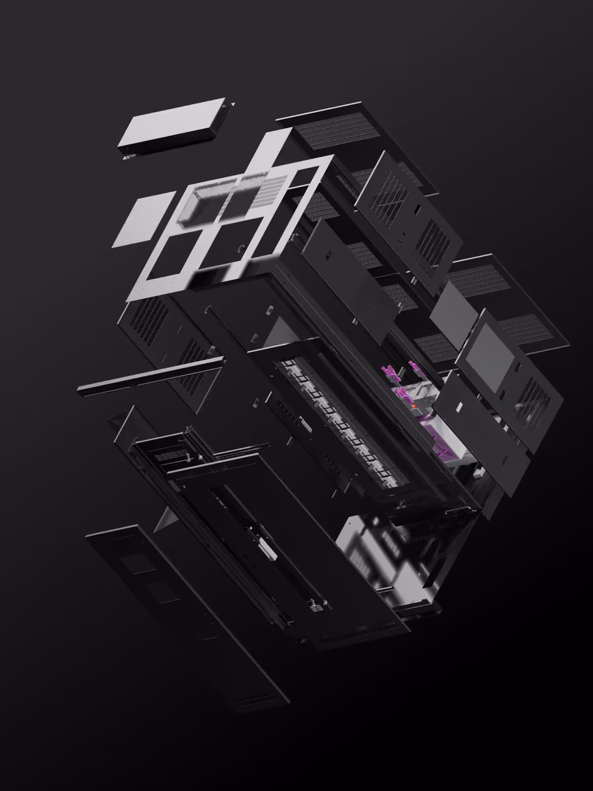 A black and white image of a computer with a purple mouse. - Forgent Images