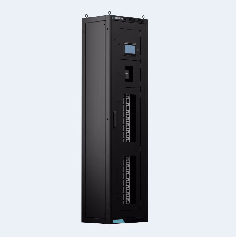 A black box with a blue light on the front.