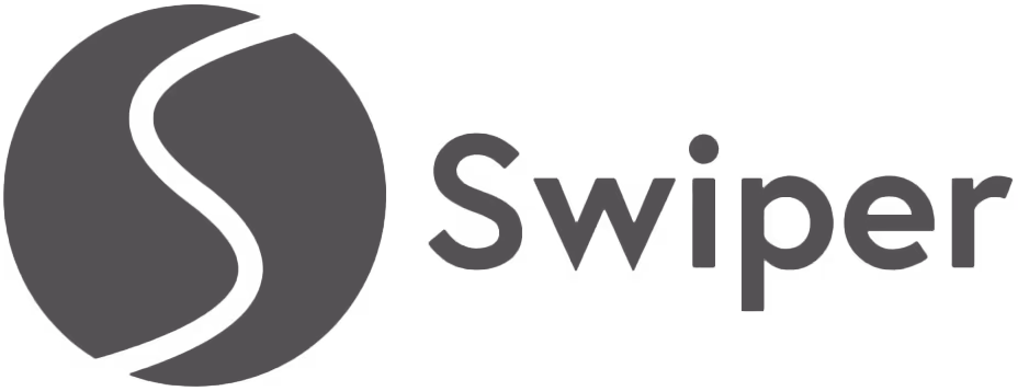 Swiper logo with curved S-shaped icon in gray and black