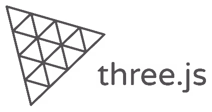Three.js logo with triangular geometric design in black and white