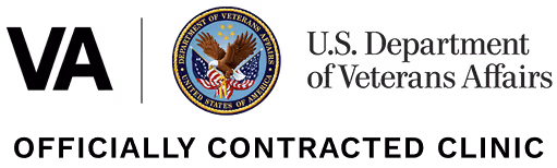 VA logo and official seal for U.S. Department of Veterans Affairs clinic