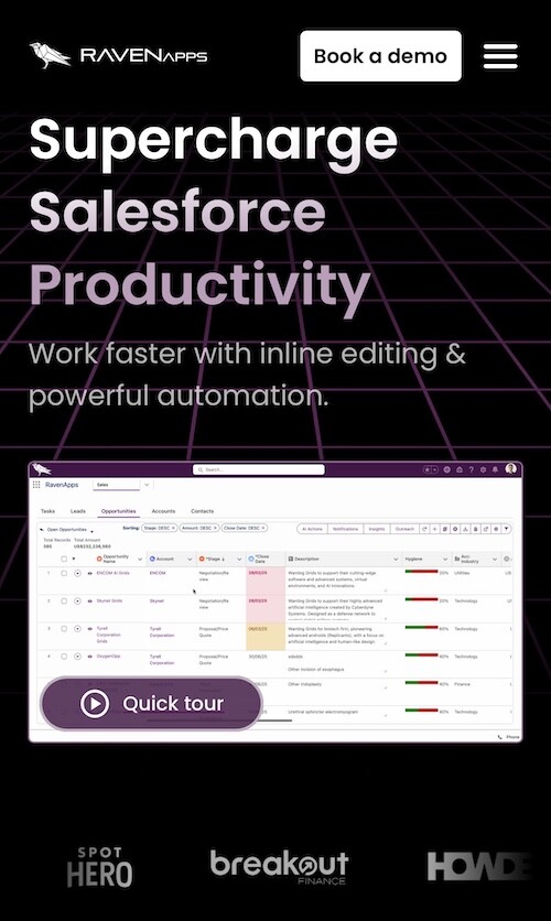 RavenApps Website - Supercharge Salesforce Productivity