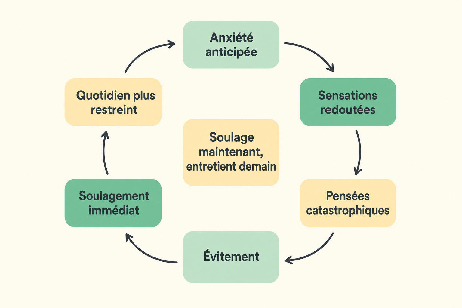 Schéma montrant la boucle de l’évitement dans l’agoraphobie.