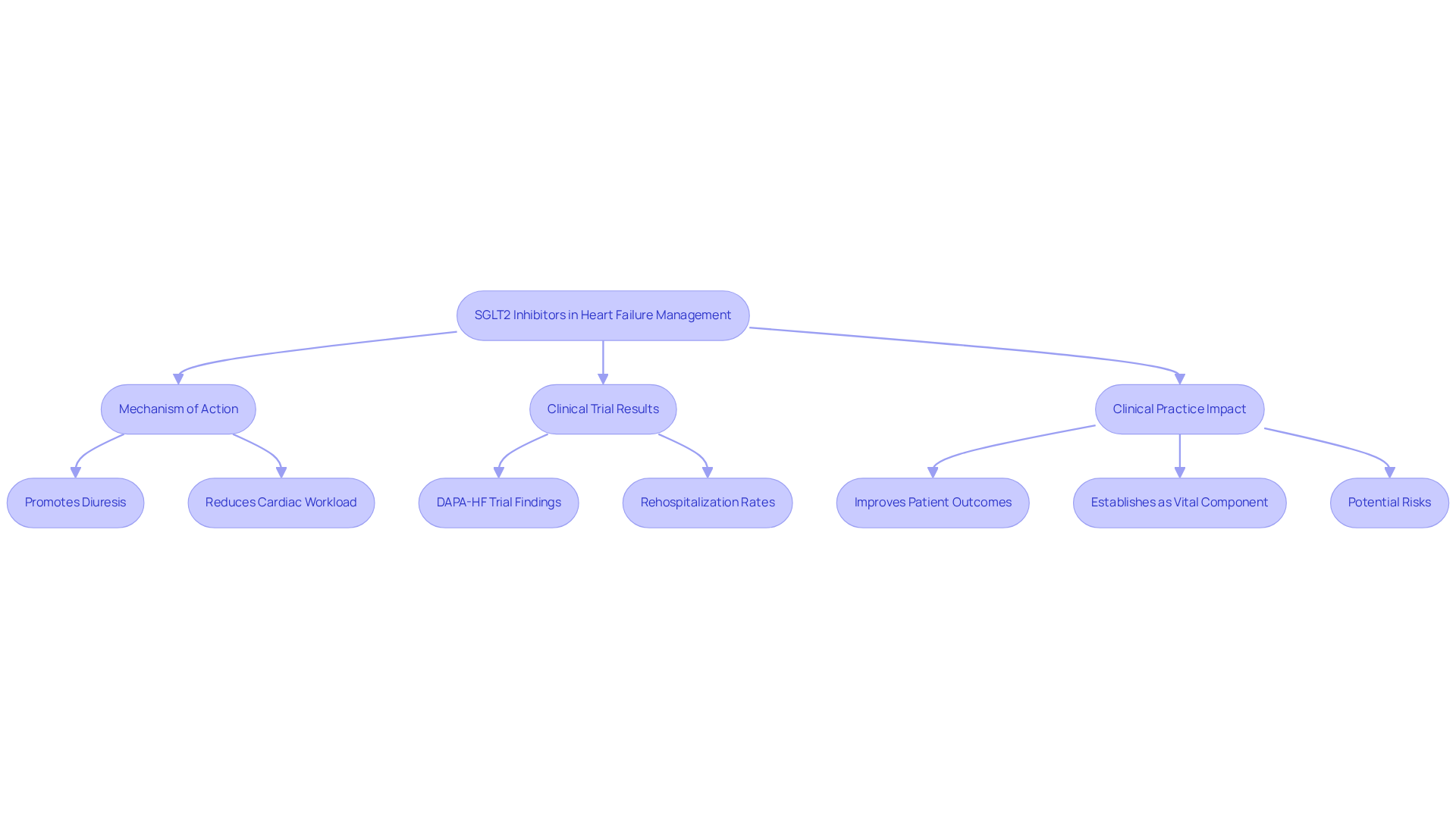 This flowchart guides you through how SGLT2 inhibitors work, their benefits highlighted by clinical trials, and their significance in treatment. Each section represents a key area: their mechanism, evidence from studies, and expert insights on their use.