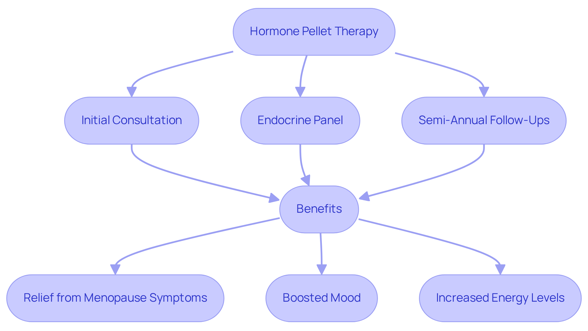 Follow the arrows to see the steps involved in hormone pellet therapy and how each service contributes to your overall wellness. Follow the arrows to see the steps involved in hormone pellet therapy and how each service contributes to your overall wellness.