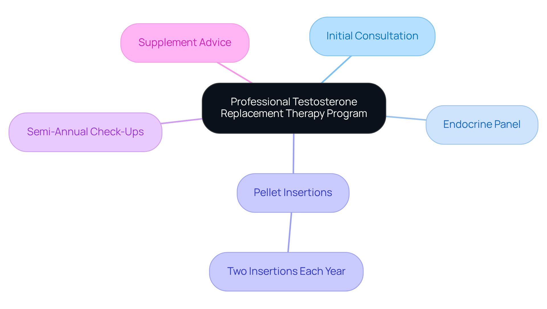 The central node represents the therapy program, while the branches show the specific services included. Each service is a step towards ensuring better cardiovascular health through hormonal treatment.