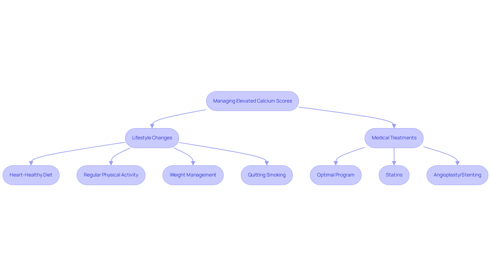 This flowchart shows the steps you can take to manage elevated calcium scores. Start with lifestyle changes that can improve your heart health, and then explore medical treatments if needed. Each box represents an option you can consider on your journey to better health.