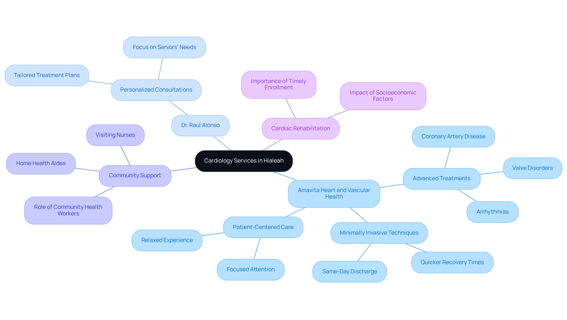 The central node represents the main topic, while branches show different providers and their services. Each branch highlights how these services cater to the unique needs of older adults, helping you navigate your heart health options. The central node represents the main topic, while branches show different providers and their services. Each branch highlights how these services cater to the unique needs of older adults, helping you navigate your heart health options.