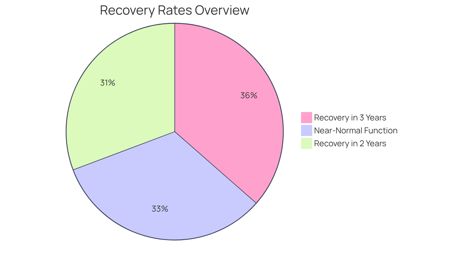Each slice of the pie shows the percentage of patients recovering within specific time frames. The larger the slice, the more patients achieved recovery in that period.