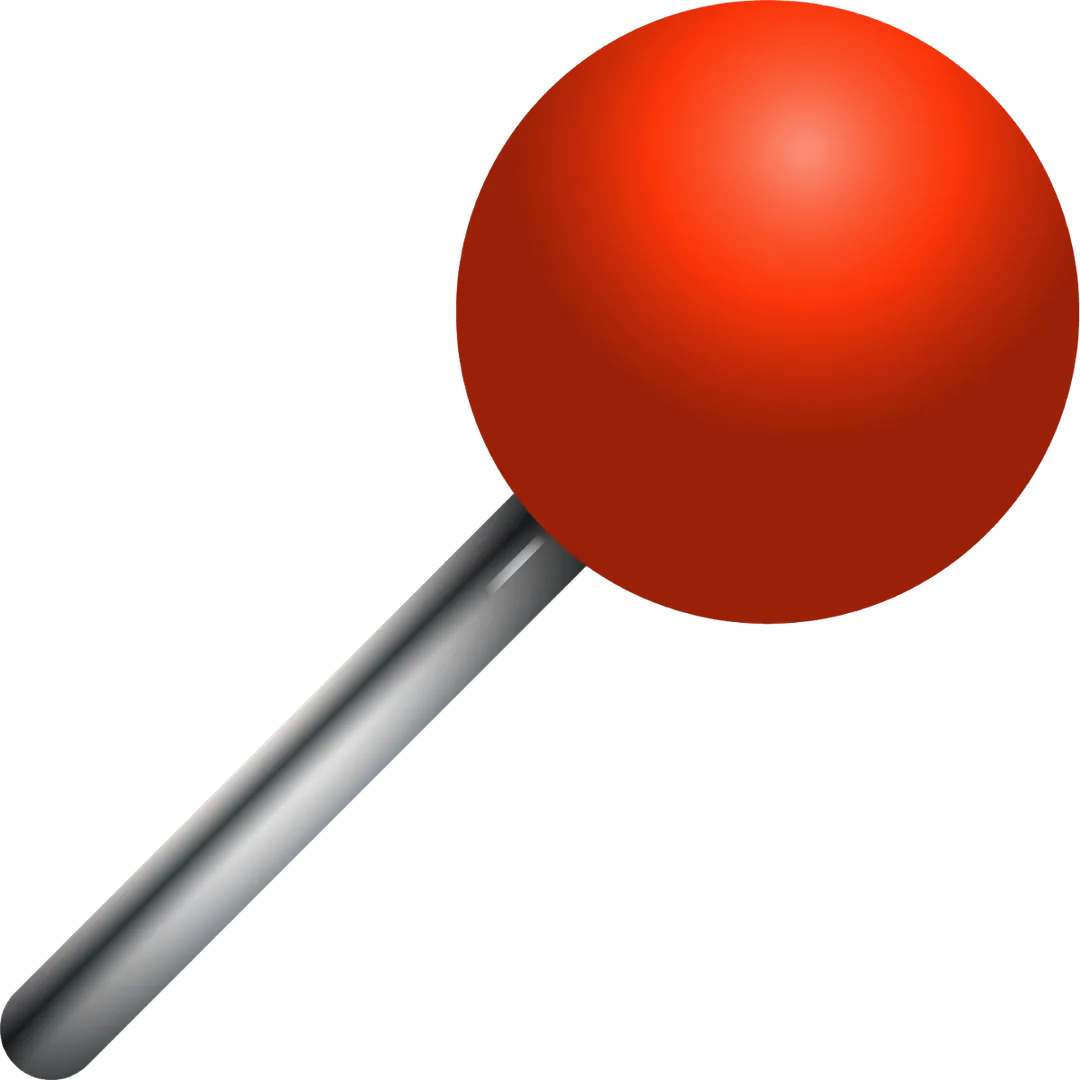 A red ball on a silver rod.