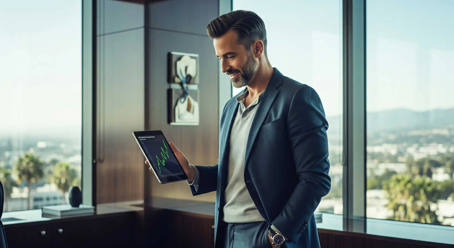 Man holding tablet in office