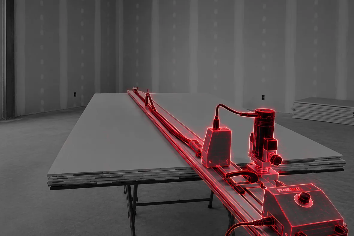 PanelMax drywall fabrication system highlighted in red