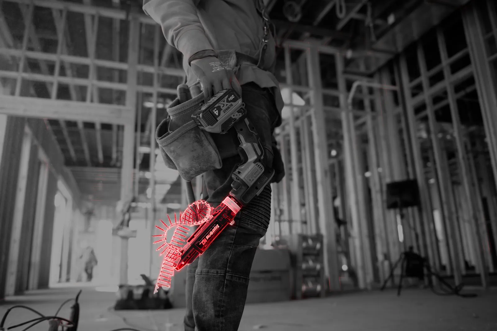 SuperDrive collated screw strip highlighted in red