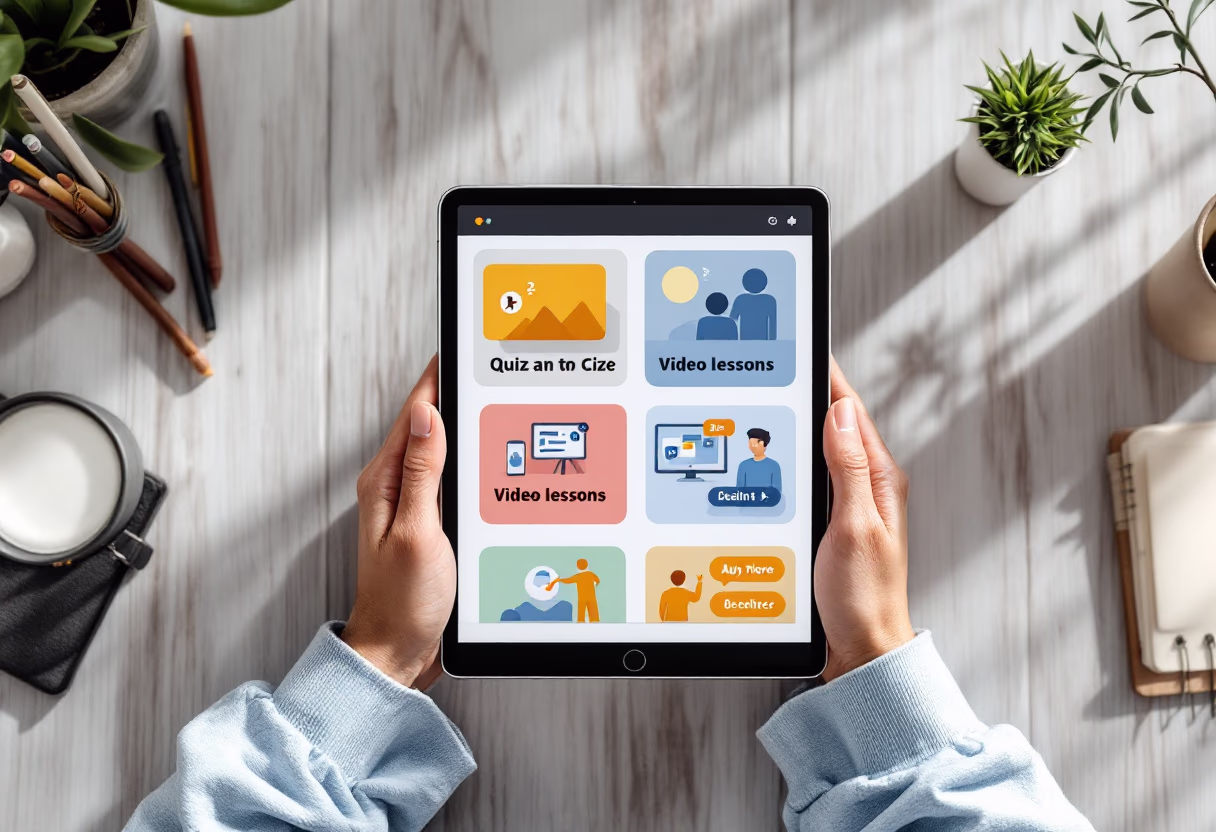 [interface] image of a computer showcasing educational software (for a edtech)