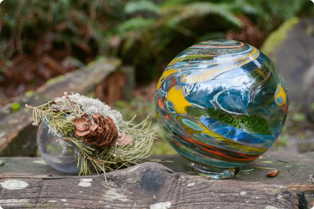 Glassblown ball and clear glass clue ball
