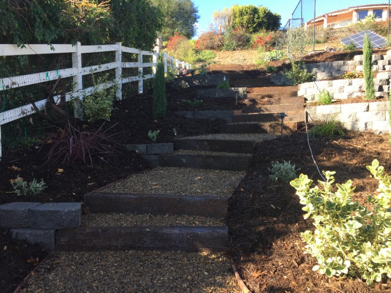 Stone Backyard Pathway Installed by Jessie Flores Landscape Co. in Thousand Oaks, CA