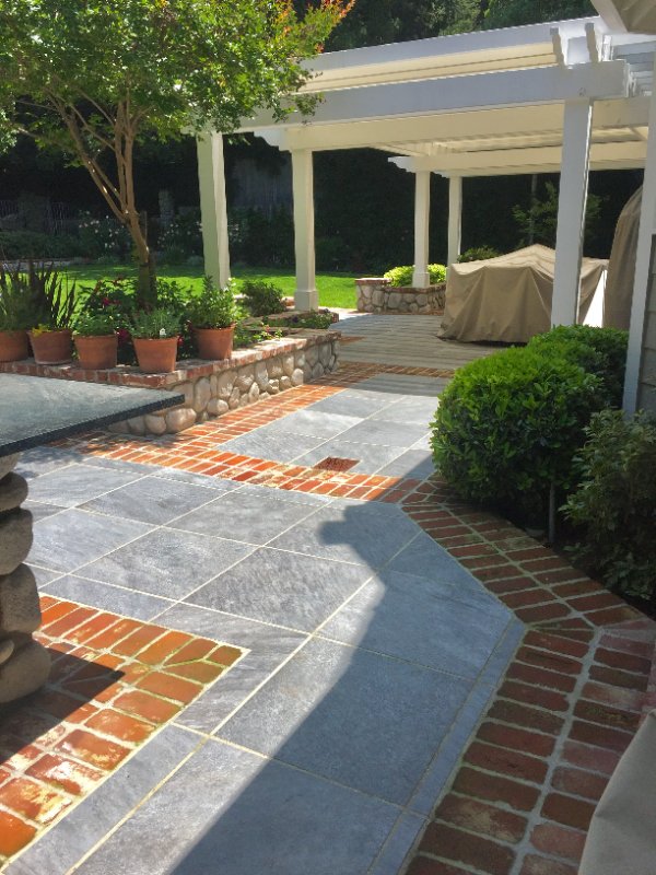 Stone Backyard Pathway Installation by Jessie Flores Landscape Co. in Thousand Oaks, CA