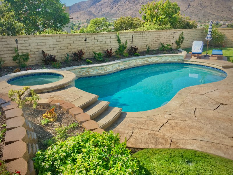 Modern Backyard Pool Design with Landscaping by Jessie Flores Landscape Co. in Thousand Oaks, CA
