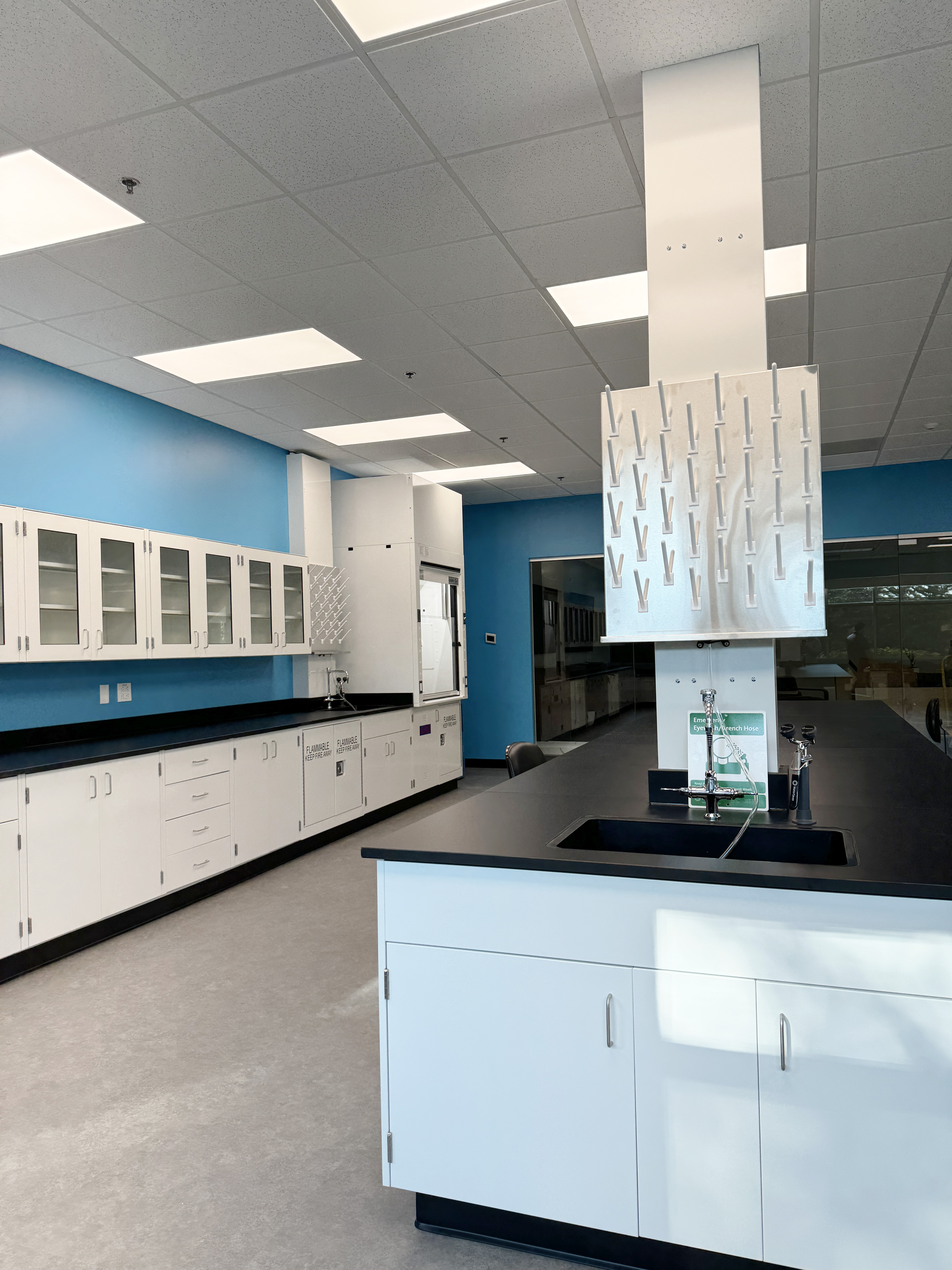 Laboratory fume hood in use showing proper sash positioning