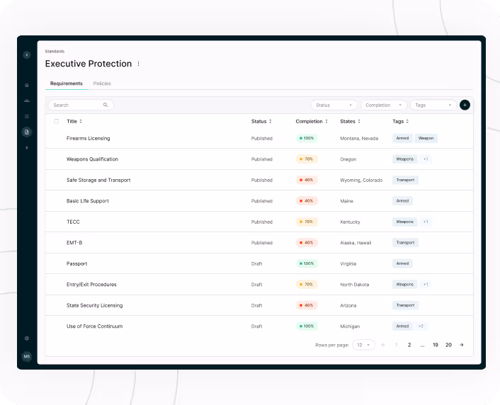 A screenshot of CenterSeat's dashboard