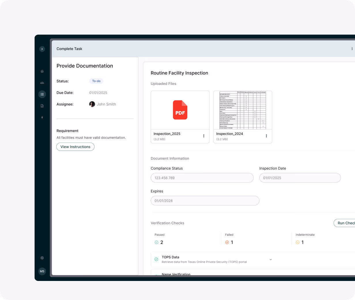 Centerseat's dashboard