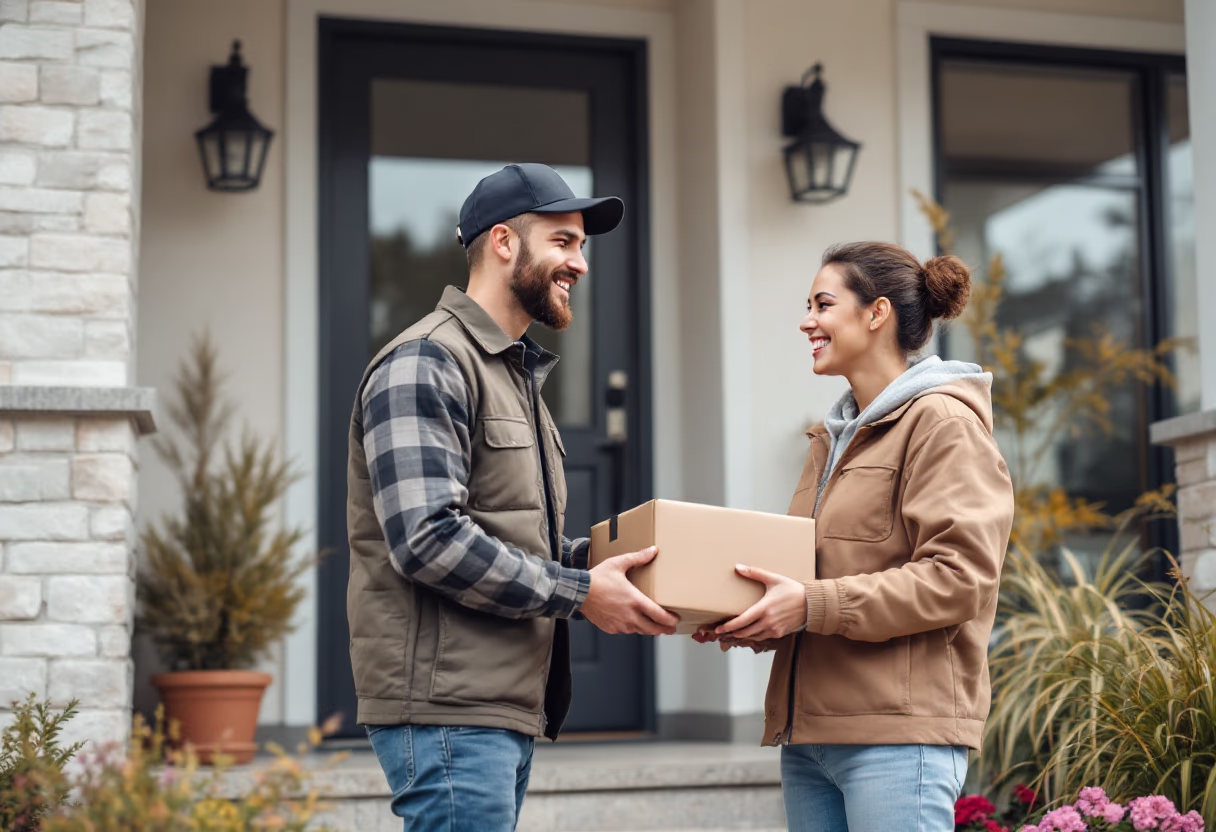 image of courier in uniform for a courier & delivery service