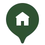 An icon of a home inside of a location pin