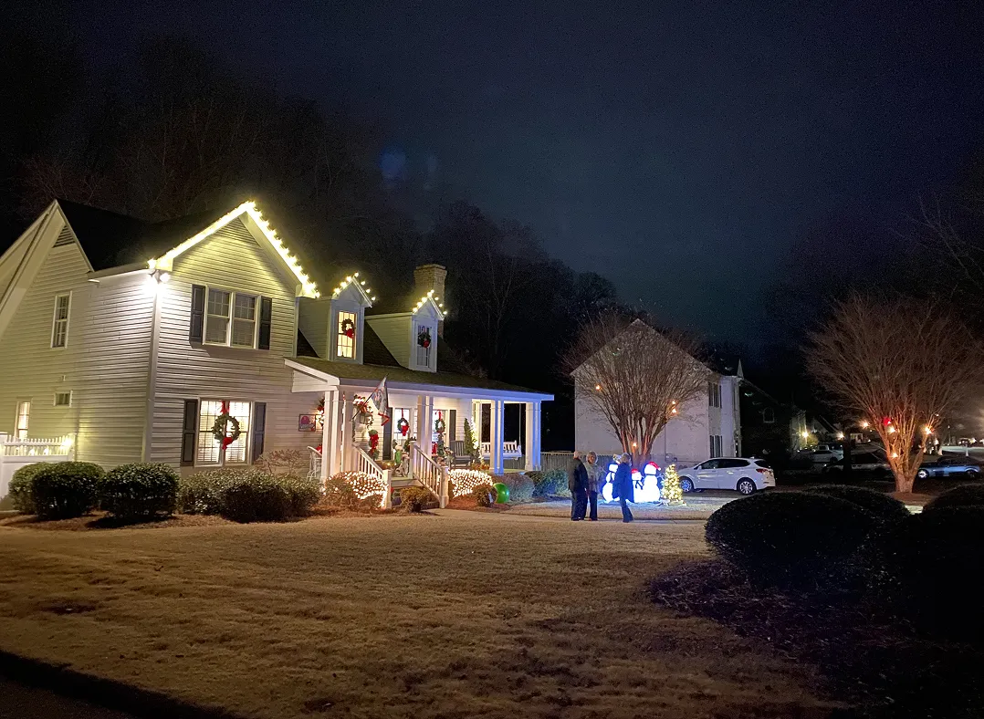 A beautiful Greenville home with Christmas lights