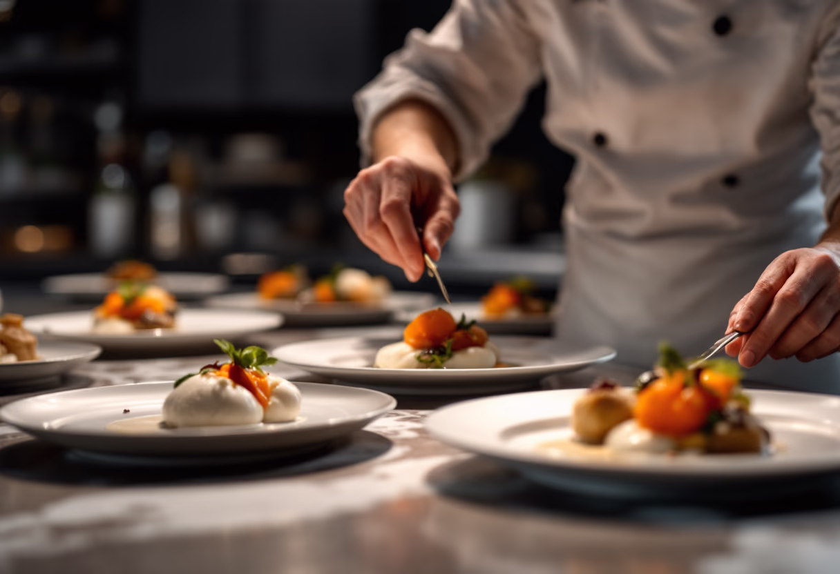 image of kitchen during service (for a fine dining restaurant)