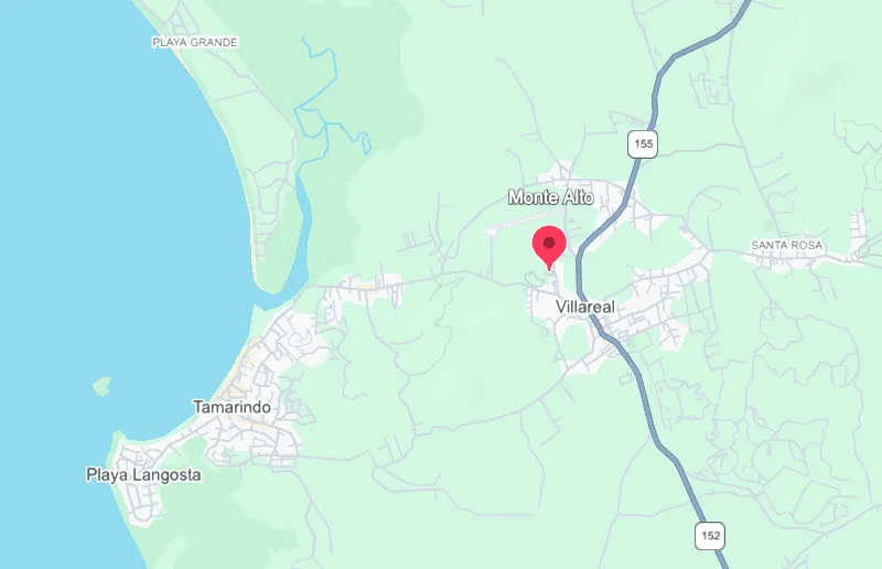Map showing the location of Monte Alto Apartments in Villareal, Guanacaste