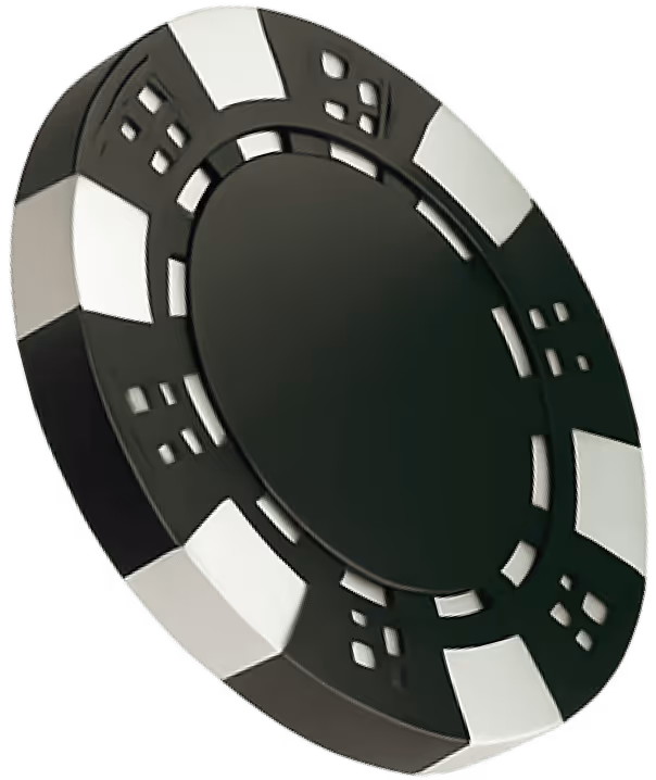Black and white casino poker chip with geometric design