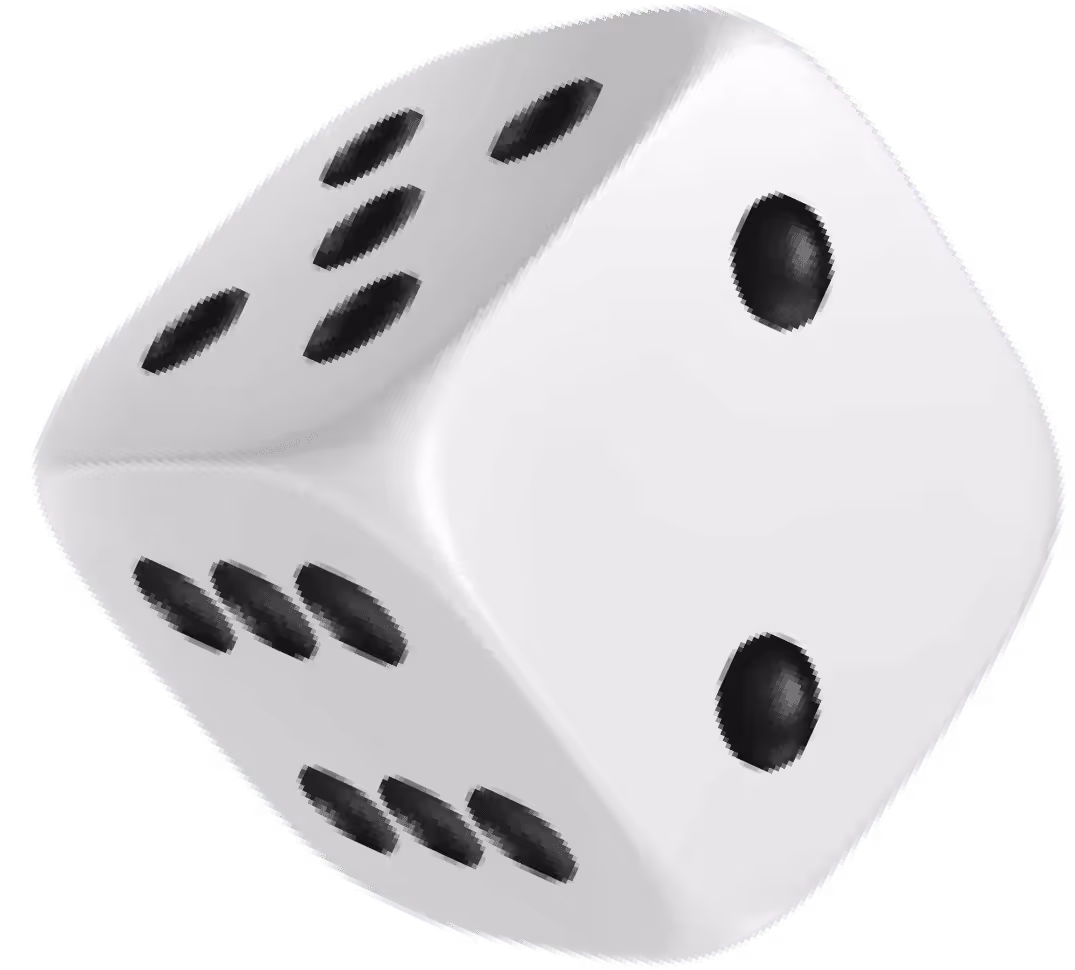 White six-sided dice with black dots showing multiple number combinations