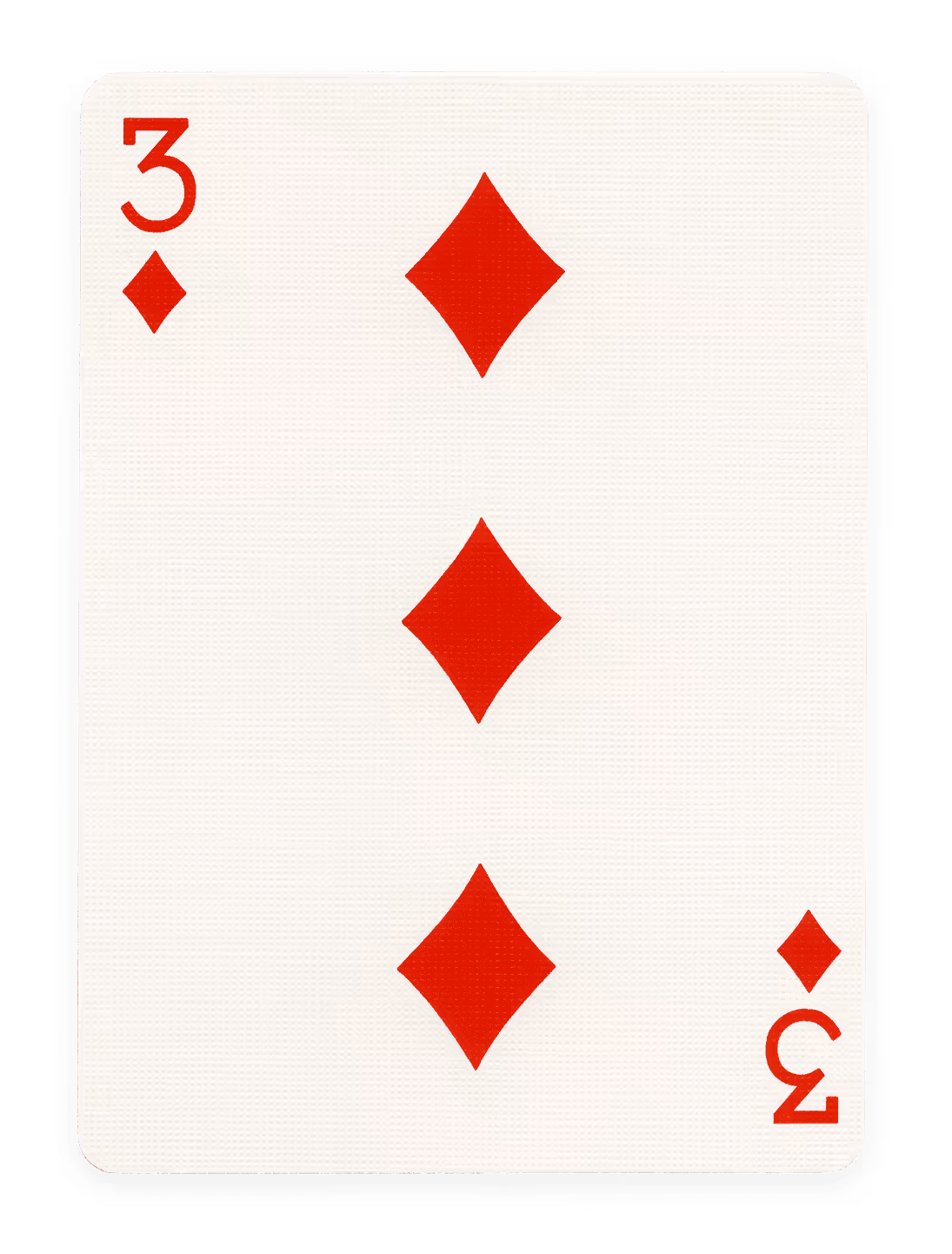 Three of Diamonds playing card with red diamond symbols