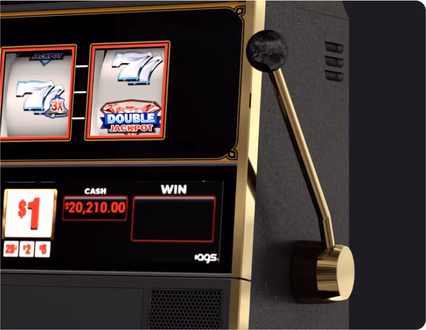 AGS slot machine showing Double Jackpot with $20,210 cash display