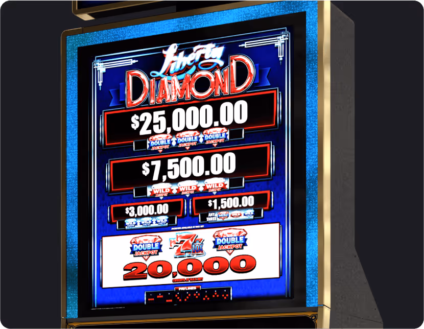 AGS Lucky Diamond slot machine display with multiple jackpot amounts