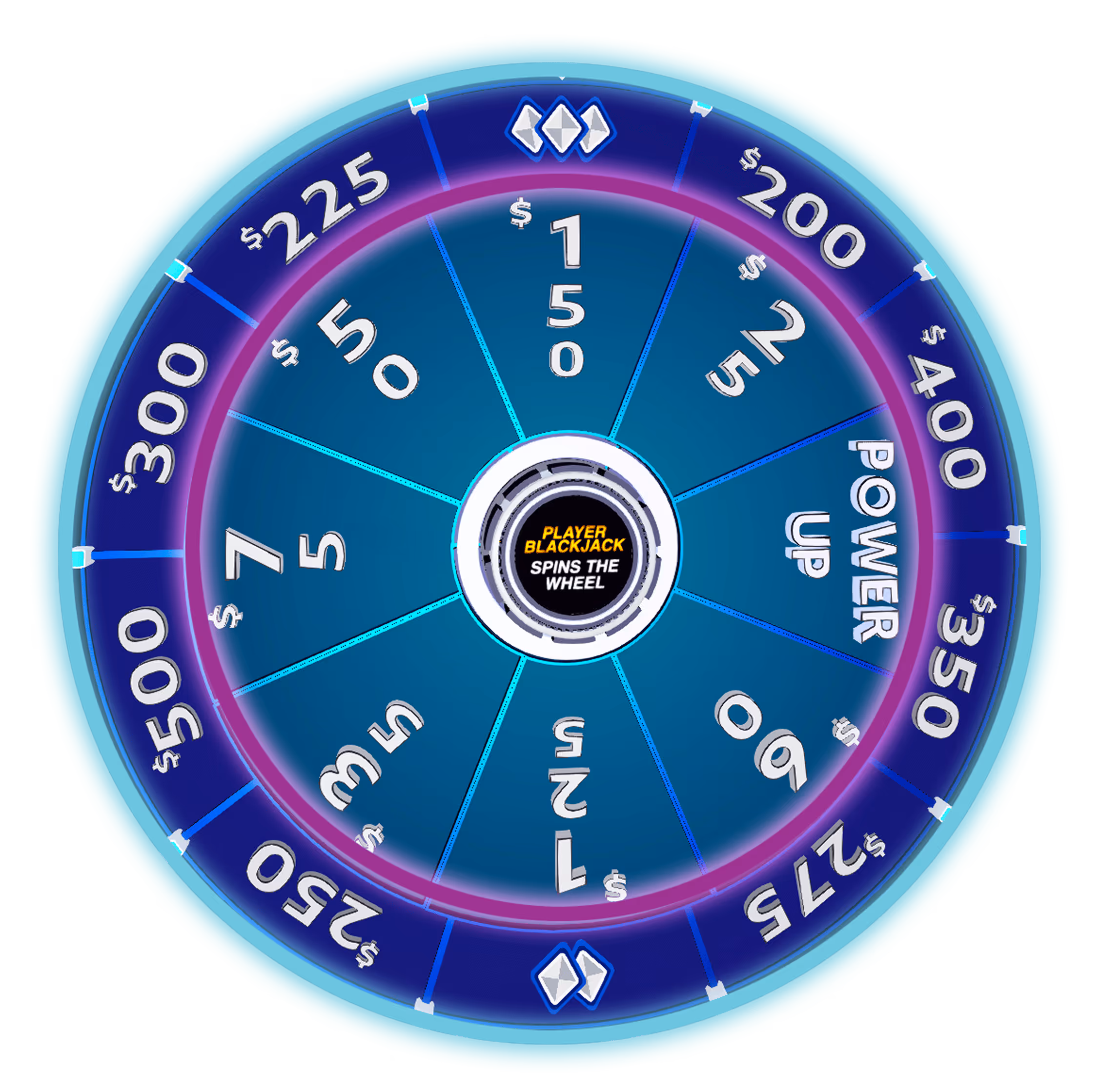 AGS Player Blackjack wheel of fortune with colorful monetary segments