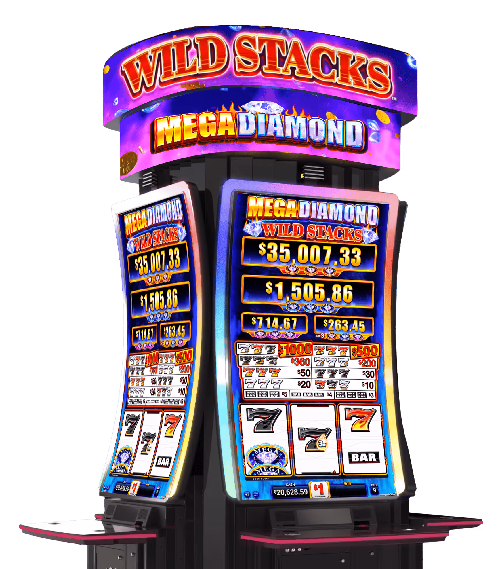 AGS Mega Diamond Wild Stacks slot machine with colorful display and jackpot