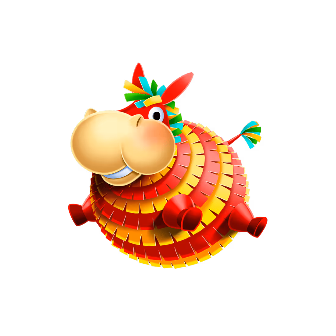 Colorful AGS cartoon pinata with cute horse-like character in red and yellow