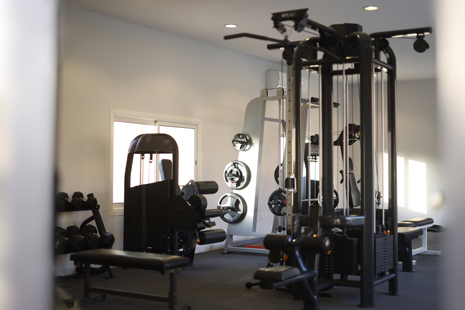 Fitness center with modern gym equipment at Creative Hospitality Compound in Saudi Arabia